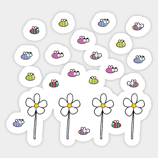 Colourful Bees And Delightful Daisies Sticker by 4U2NV-LDN